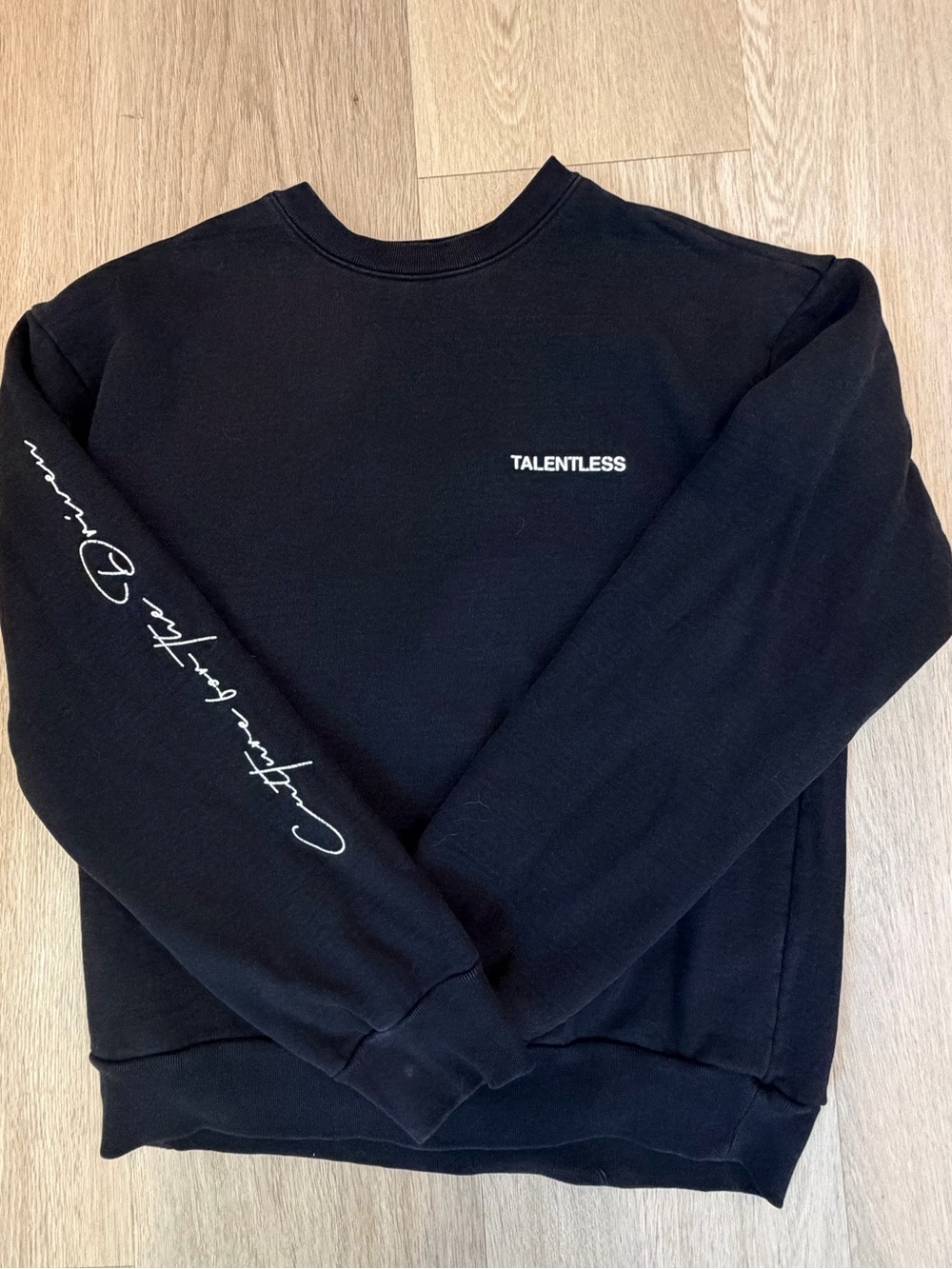 TALENTLESS Black Crewneck Sweatshirt with White Script